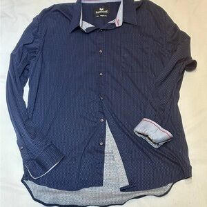 Butter Cloth Shirt Mens 2XL Long Sleeve Flip Cuff Button-Up Navy Blue